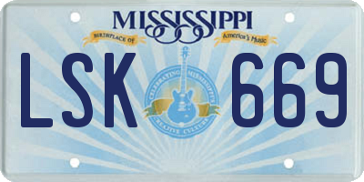MS license plate LSK669