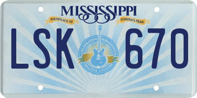 MS license plate LSK670