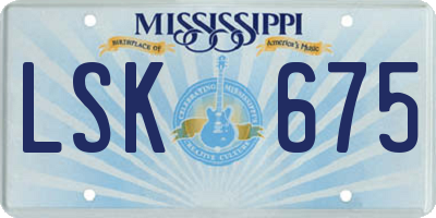 MS license plate LSK675