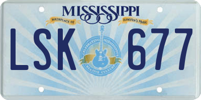 MS license plate LSK677