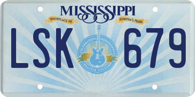 MS license plate LSK679