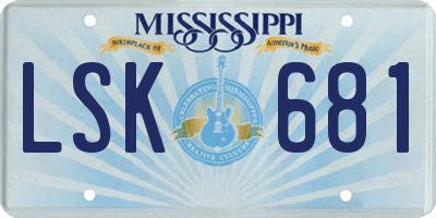 MS license plate LSK681