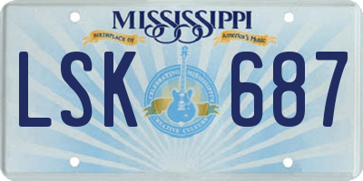 MS license plate LSK687