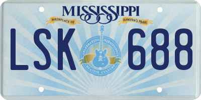 MS license plate LSK688