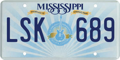 MS license plate LSK689