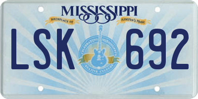 MS license plate LSK692