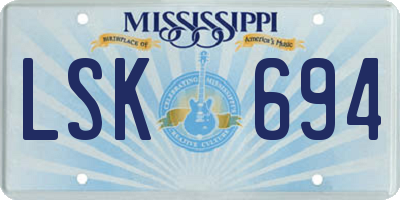 MS license plate LSK694