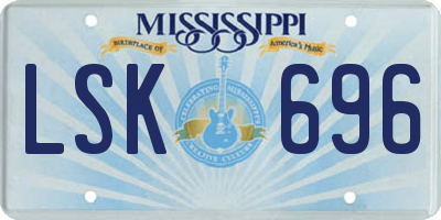 MS license plate LSK696