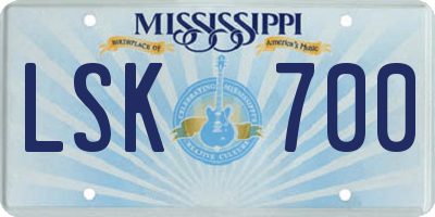 MS license plate LSK700