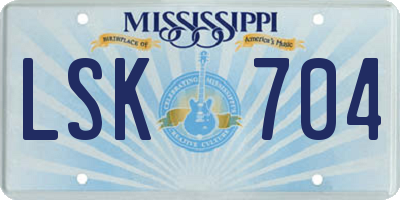 MS license plate LSK704