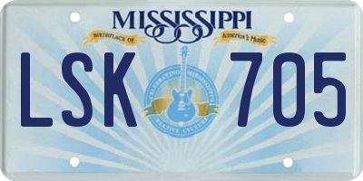 MS license plate LSK705