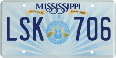 MS license plate LSK706