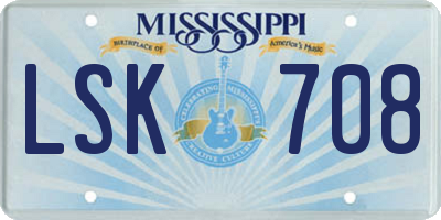 MS license plate LSK708