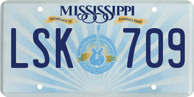 MS license plate LSK709