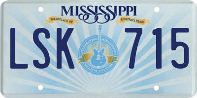 MS license plate LSK715