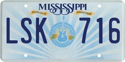 MS license plate LSK716