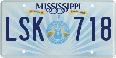 MS license plate LSK718