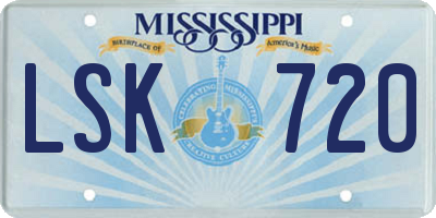 MS license plate LSK720