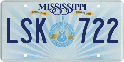 MS license plate LSK722