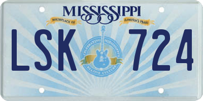 MS license plate LSK724