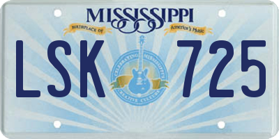 MS license plate LSK725