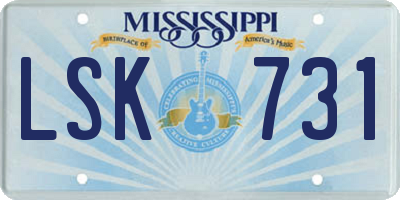MS license plate LSK731