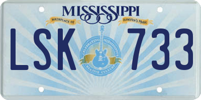 MS license plate LSK733