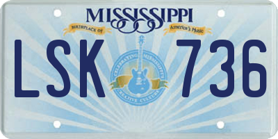 MS license plate LSK736