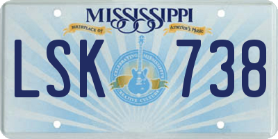 MS license plate LSK738