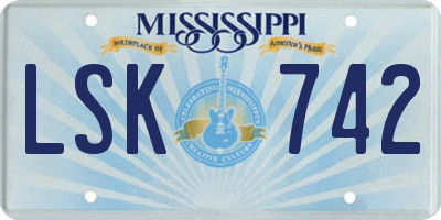 MS license plate LSK742