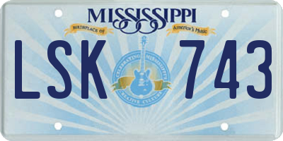 MS license plate LSK743