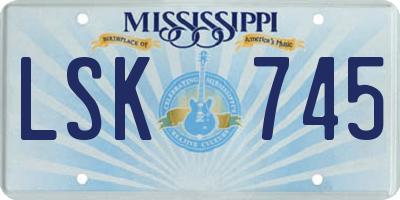 MS license plate LSK745