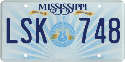 MS license plate LSK748