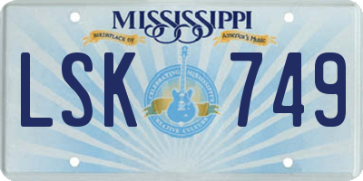 MS license plate LSK749