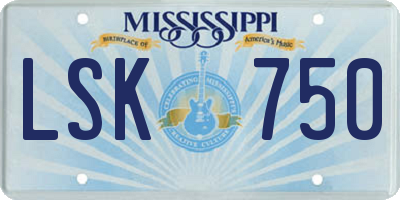 MS license plate LSK750