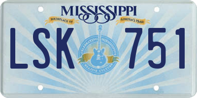 MS license plate LSK751