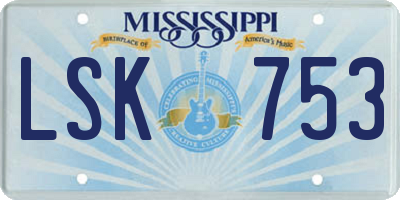 MS license plate LSK753