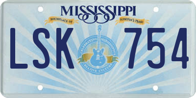 MS license plate LSK754