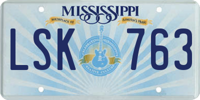 MS license plate LSK763