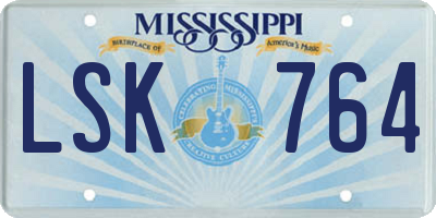 MS license plate LSK764