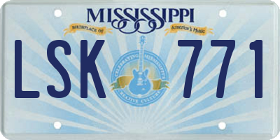 MS license plate LSK771