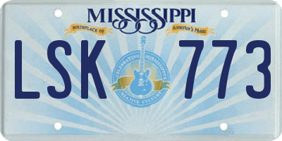 MS license plate LSK773
