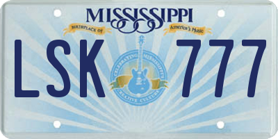 MS license plate LSK777