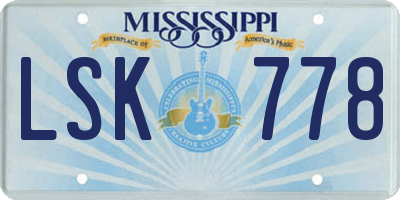 MS license plate LSK778