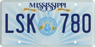 MS license plate LSK780