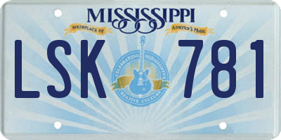 MS license plate LSK781