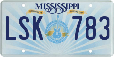 MS license plate LSK783