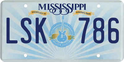 MS license plate LSK786