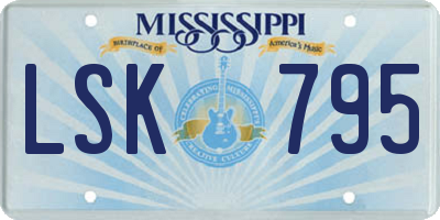 MS license plate LSK795