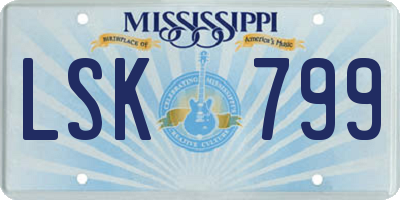 MS license plate LSK799